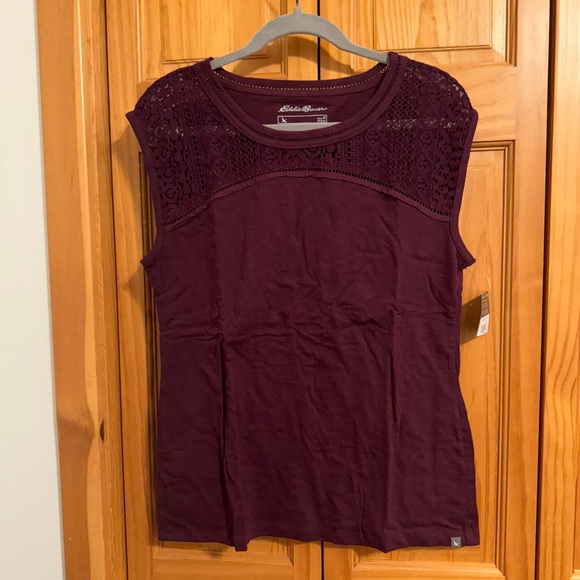 Eddie Bauer Women's Sleeveless Lace Top - Dark Purple - Picture 1 of 4